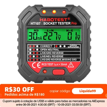 Habotest HT107 Lizdas Testeris Pro Įtampos Bandymo RCD 30mA Lizdas Detektorius UK EU Plug Ground Zero Linijos Kištuką Poliškumas Etapas Žymės