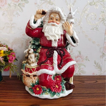 Europos stiliaus gryno ranka-dažytos keramikos Kalėdų Senelio Cookie jar Namų puošybai jar Stalo salt shaker Namų saldainiai saugojimo jar