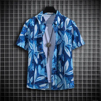Havajų vyriški trumpomis Rankovėmis Marškinėliai Vasaros Negabaritinių Gėlių Viršuje Augalų Originalios Prabangos Vyras Atsitiktinis Streetwear Harajuku Clothings