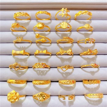 Vietnamas sunku aukso žiedas moterų imitacija aukso visiškai star meilės žiedas auksą, padengtą ilgalaikį spalvos, žiedas, papuošalų deimanto žiedas