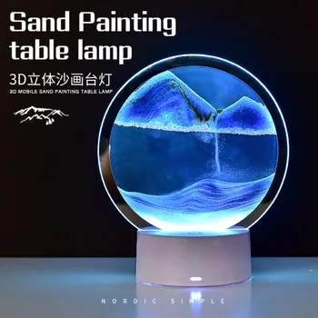 Kūrybos dreni lempos darbalaukio ornamentu dinaminis smėlio laikrodis tapybos 3d naktį šviesos išskleidimo stalo lempa miegamojo, naktiniai staleliai, lempa