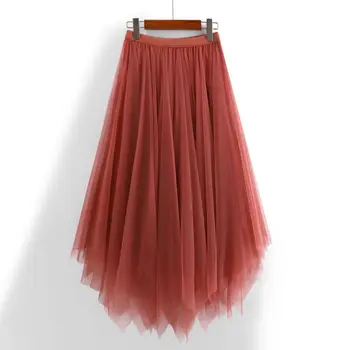 Nereguliarus tinklai iš siūlų, sijonai, ilgas, klostuotas sijonas aukštų juosmens laumės rodo, plonas šydas joker pavasario, vasaros, rudens ir žiemos šokis