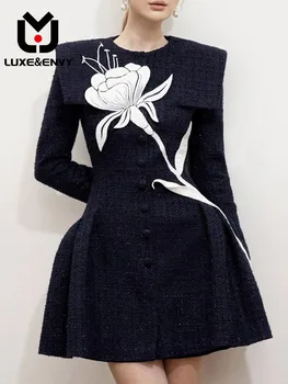 LUXE&PAVYDAS dizaineris naujas juodas vilnonis suknelė 