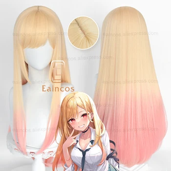 Anime Mano Dress-Up Numylėtinis Marinas Kitagawa Cosplay Perukai 80cm Ilgio Tiesus Rožinė Dažytos Gradientas Karščiui Atspariu Sintetinių Plaukų