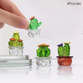 4Pcs 1:12 Miniatiūriniai Lėlių Kaktusas Sultingi Vazoninių Augalų Bonsai Modelį, Namų Dekoro Žaislas Micro Kraštovaizdžio Darbalaukio Automobilių Ornamentu