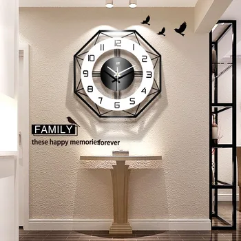 Šiaurės paprastas šviesos prabangos stiliaus namų puošybai sieninis laikrodis, svetainė, miegamasis kūrybinių mados laikrodis