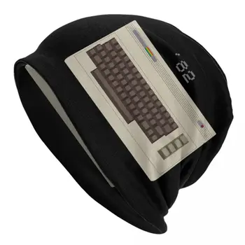 Commodore 64 Skullies Beanies Kepurės Unisex Žiemą Šiltas Mezgimo Skrybėlių Mados Suaugusiųjų C64 Amiga Kompiuterio Dangtį Skrybėlės Lauko Slidinėjimo Kepurė