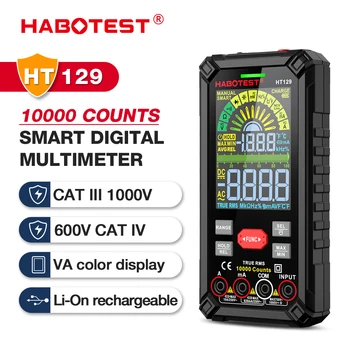 HABOTEST HT129 10000 Skaičiuoja Skaitmeninis Multimetras Smart Anti-burn DC AC Įtampos Srovės True RMS Voltmeter Įkrovimo Multitester