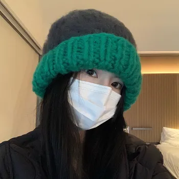 Japonijos korėjiečių Moterų Rankų darbo Nėriniais Išlaikyti Šiltas Vilnos Kepurės Žiemą Šaltą Apsauga, Ausų Apsauga Megzti Studentų Puloveris Bžūp