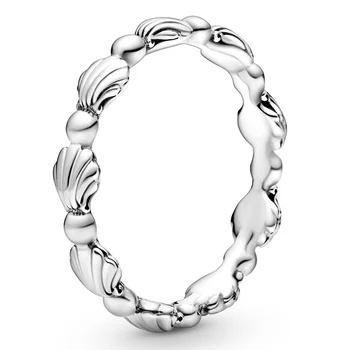Naujos Puošnios Seashell Su Crystal Juostos Žiedas Moterims 925 Sterlingas Sidabro Žiedas Vestuves Dovanų Europoje Papuošalai