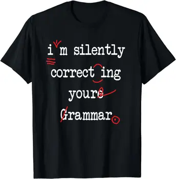 Aš Tyliai Ištaisyti Savo Gramatiką, vidurinės Mokyklos Vyrų, Moterų trumpomis Rankovėmis Juoda T-Shirt