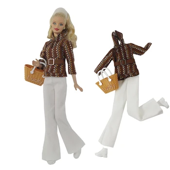 NK europos sąjungos Oficialusis 1 Set (Žaislas namas pirkinių priedai) Elegantiškus drabužius lėlės keičiasi: dizaino stiliaus marškinėliai+kelnės Barbie Lėlės