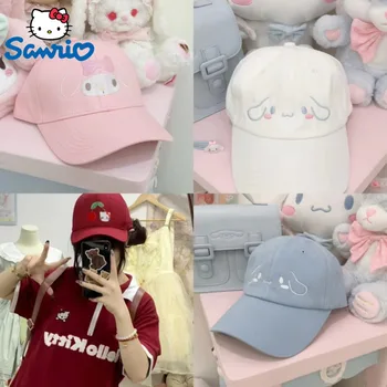 Sanrio Cinnamoroll Kuromi Melodija Hello Kitty Moterų Beisbolo Kepurės, Siuvinėjimo Mielas Animacinių Filmų Veido Vasaros Antis Kalba Skrybėlę Nuo Saulės Skrybėlę