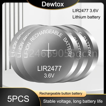 5VNT Aukštos kokybės Li-ion Baterija LIR2477 3,6 V 200mAh Elektroninių Laikrodis, Skaičiuoklė, Pakeičia CR2477