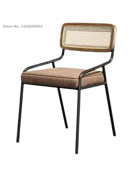 Šiaurės rotango kėdės šviesos prabanga paprasta namų valgomojo kėdė cafe kaustytomis geležies laisvalaikio kėdė miegamasis makiažas kėdės atlošas