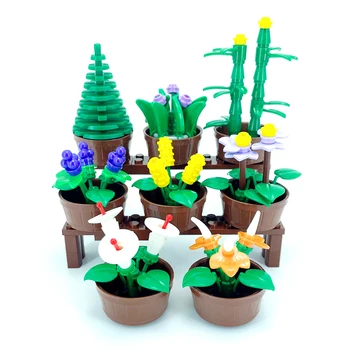 Vazoninių Sodo Augalai Mažų Dalelių Mozaika Asamblėjos Blokai SS Žaislą Palieka Gėlių Kraštovaizdžio Puošmena