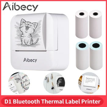 Aibecy D1 Mini All-in-One Terminis Spausdintuvas Nešiojamų Nuotraukų Spausdinimo Mašina Belaidžio BT Ryšys Printer w/ 1 Roll Terminio Popieriaus