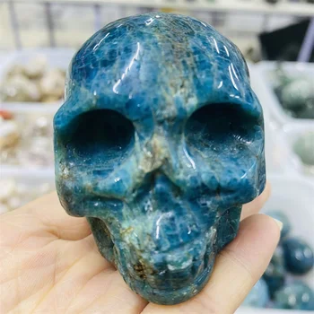 Natūralus akmuo Mėlyna Fosforo akmens raižyti poliruoti kaukolė Dvasinės meditacijos akmuo Burtai Kaukolė namų dekoro Energijos Gijimas