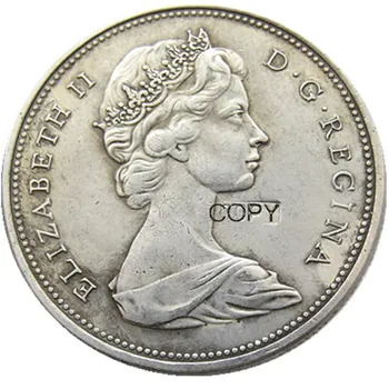 Kanada 1 Doleris, 1967 m. ELIZABETH II DEI GRATIA REGINA (1 portrait) Kanados Doleris Sidabro Padengtą Kopijuoti Monetas