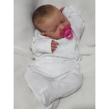 49CM Miega Loulou Naujagimio Dydžio Baby Doll su Genesis Dažų 3D Odos Kelių Sluoksnių Tapyba Matomas Gumos Imitacija Atgimsta