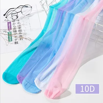 Seksualios kojinės stabdžių kablys šilko viliojanti pėdkelnės plonos saldainiai spalvos kojinės moterų skaidrus saldainiai spalvos kojinės moteris