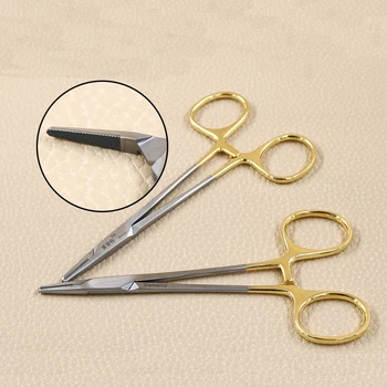 Aukso rankena įterpti adatų laikiklis Adatų laikiklis korėjos dvigubo voko įrankis Kosmetikos plastinės adatų laikiklis priemonė