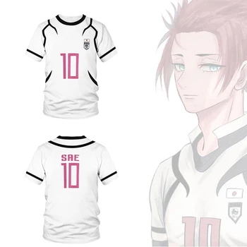 2023 Naujas Baltas Japonų Anime Futbolo marškinėliai Mėlynos spynos Balti trumpomis Rankovėmis Marškiniai Vaikų Sportinę Plius Dydis
