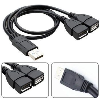 Universalus Automobilinis USB Skirstytuvo Kabelis USB 2.0 A Male Į 2 Dual USB Male Y Splitter Hub Maitinimo Laido Adapteris, Kabelis, Auto Reikmenys Dalis