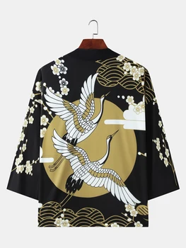 Nauja Vasaros Streetwear Kimono Megztinis Spausdinti Vyrų Japonijos Atsitiktinis Negabaritinių Marškinėliai Vyrams Havajų Marškinėliai Harajuku Y2K Azijos Cosplay