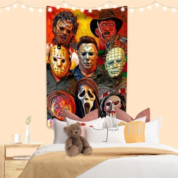 Siaubo Filmo Personažai Gobelenas Creepy Plakatas Atspausdintas Sienos Kabo Miegamajame Ar Namų Dekoro Poilsio Šalių Fone