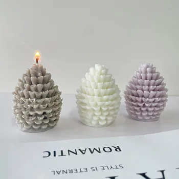 Kalėdų Silikono Pelėsių Žvakė Didelių 3D Pušies Kankorėžis, Pilant Rankų darbo Liejimo Formų 