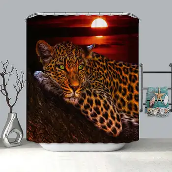 Afrikos Leopard spausdintą Modelio 180x180/150cm Dušo Užuolaidos Pjedestalo Kilimas Dangčio Tualeto Dangčio Mat Ne slydimo Vonios Kilimėlis Rinkinį Vonios kambarys
